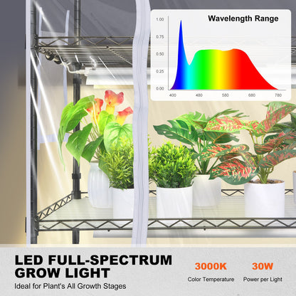 Inomhusväxthus med Grow Light 4 våningar 180W 59,1" Grow Light Hylla