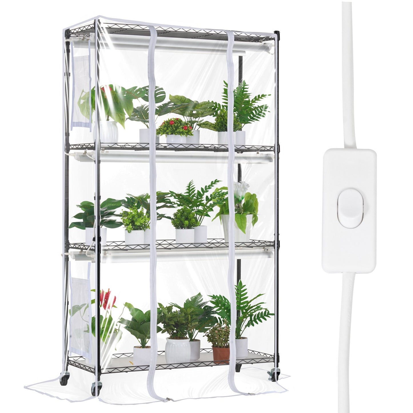 Inomhusväxthus med Grow Light 4 våningar 180W 59,1" Grow Light Hylla