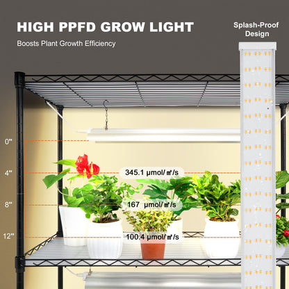 Plant Stand with Grow Lights 4 Tiers 90W 59" Tall Plant Grow Shelf