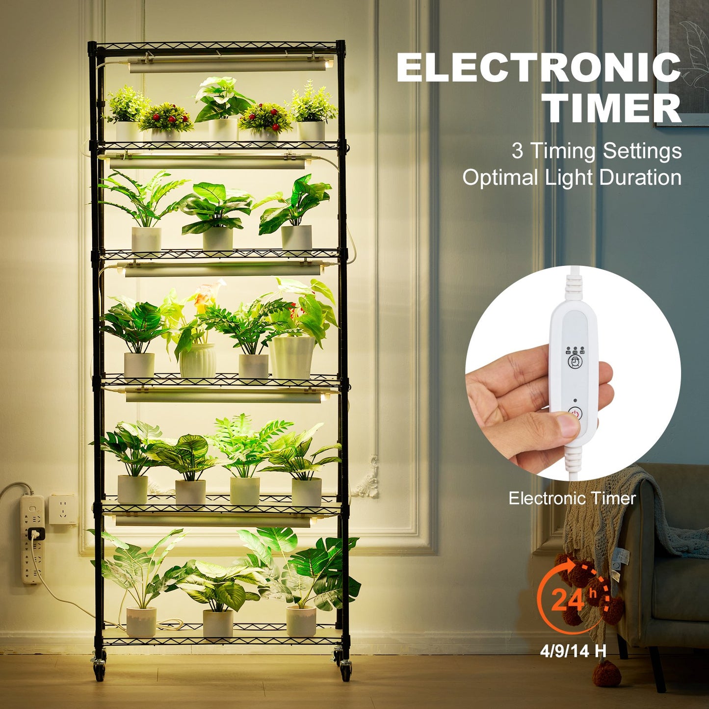Plant Stand with Grow Lights 6 Eters 150W 70.9" Tall Plant Grow Shelf