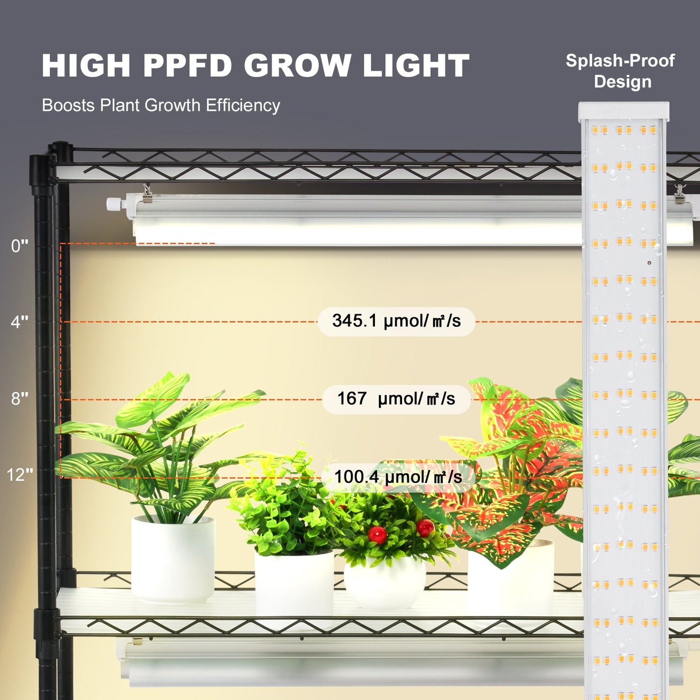 Plant Stand with Grow Lights 6 Eters 150W 70.9" Tall Plant Grow Shelf