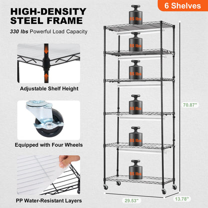 Plant Stand with Grow Lights 6 Eters 150W 70.9" Tall Plant Grow Shelf