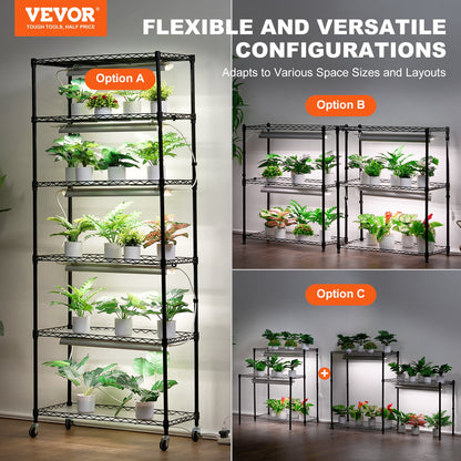 DIY Plant Stand med Grow Lights 6 Eters 192W 70,9" Tall Plant Grow Hylla