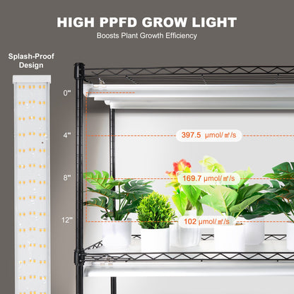 DIY Plant Stand med Grow Lights 6 Eters 192W 70,9" Tall Plant Grow Hylla