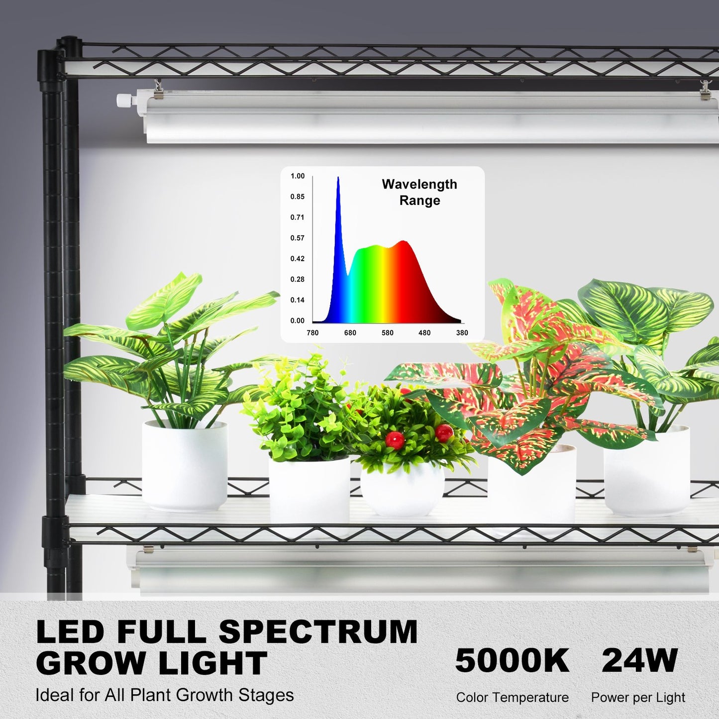 DIY Plant Stand med Grow Lights 6 Eters 192W 70,9" Tall Plant Grow Hylla