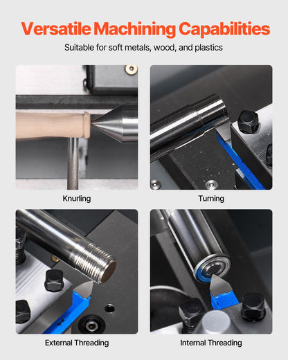 Metal Lathe 8 x 16 in 550W Bench Lathe Machine 0-2500 rpm Variable Speed