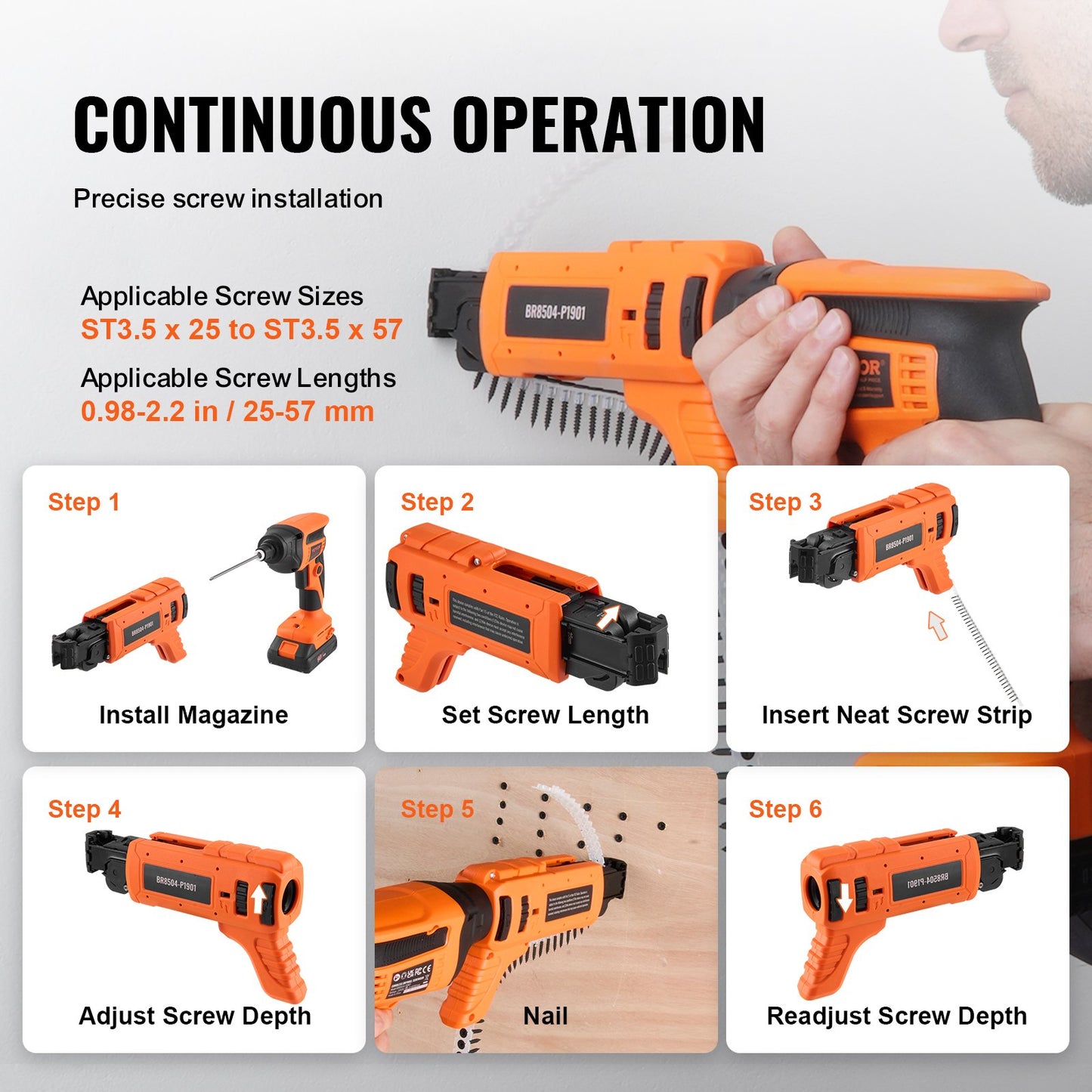 Drywall Screw Gun Auto-Feed, 20V Max Collated Drywall Screw Gun, 4200RPM Brushless Cordless Drywall Gun Kit with 2 Battery Packs, Charger, Belt Clip, Tool Bag, Screw Length and Depth Adjustable
