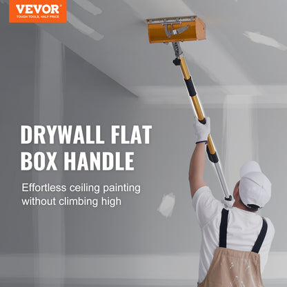 Drywall Flat Box Handtag, 40''-64'', anodiserad aluminium platt förlängningshandtag, 5-sektionslängd justerbar, halkfritt grepp och 360° målning för gipsskivor, väggskivor, plåtskivor