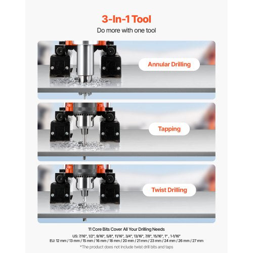 Magnetisk borrpress Magnetisk borrpress 1400 W 0-850 varv/min med 11 kärnborrar |  EU