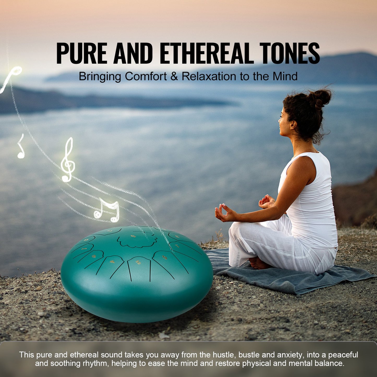 Steel Tongue Drum 12 in 13 tones rain drum for outside C major green