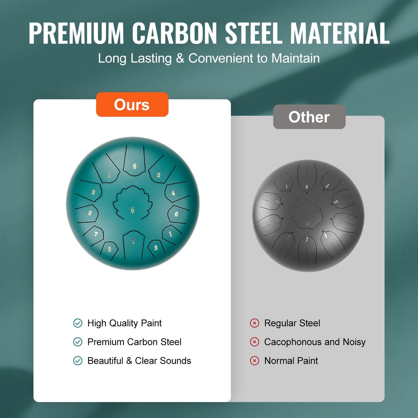 Steel Tongue Drum 12 in 13 tones rain drum for outside C major green