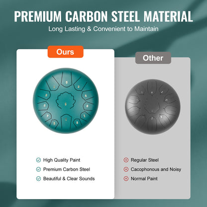 Steel Tongue Drum 12 in 13 tones rain drum for outside C major green