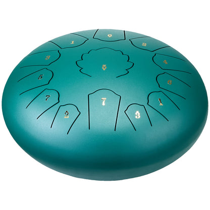 Steel Tongue Drum 12 in 13 tones rain drum for outside C major green