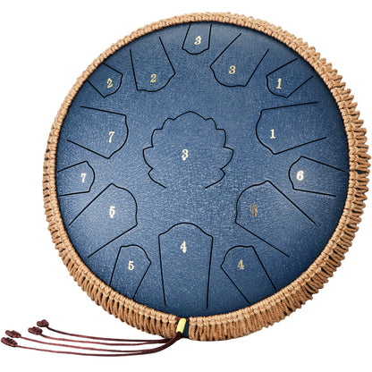 Steel Tongue Drum 14 in 15 Notes Rain Drum for Outside D Major Navy Blue