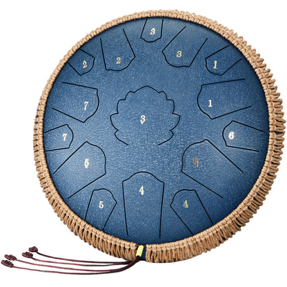 Steel Tongue Drum 14 in 15 Tones Rain Drum for Outside C Major Navy Blue