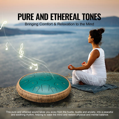 Steel Tongue Drum 14 in 15 tones rain drum for outside C major green