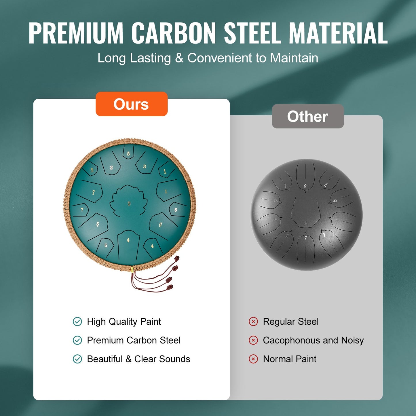 Steel Tongue Drum 14 in 15 tones rain drum for outside C major green