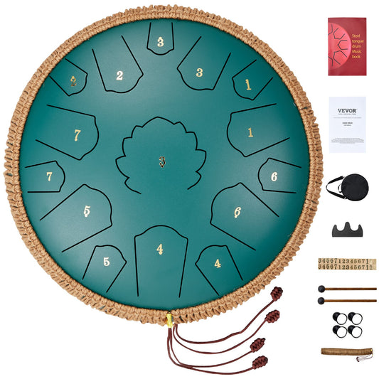 Steel Tongue Drum 14 in 15 tones rain drum for outside C major green
