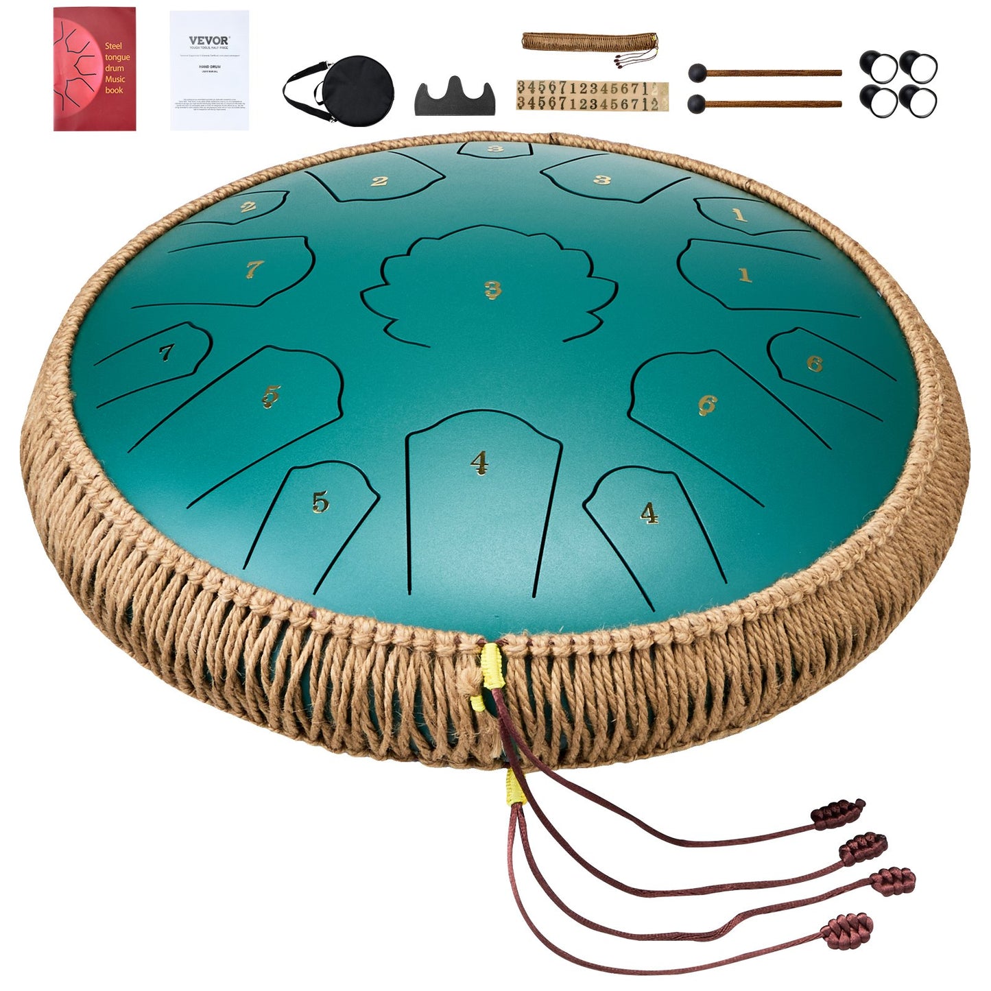 Steel Tongue Drum 14 in 15 tones rain drum for outside C major green