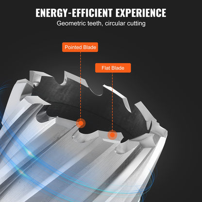 Annular Cutter Set, 13-Piece Weldon Shank Mag Drill Bits, 2" Depth of Cut, 7/16" to 1-1/16" Cutting Diameter, M2AL HSS, with 2 Pilot Pins, Hex Key and Portable Case, for Use with Magnetic Dr.