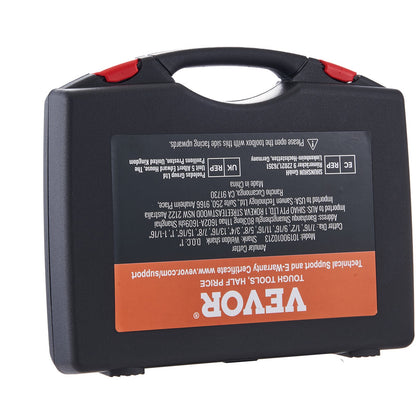 Annular Cutter Set, 13-Piece Weldon Shank Mag Drill Bits, 2" Depth of Cut, 7/16" to 1-1/16" Cutting Diameter, M2AL HSS, with 2 Pilot Pins, Hex Key and Portable Case, for Use with Magnetic Dr.