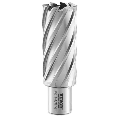 Annular Cutter Set, 13-Piece Weldon Shank Mag Drill Bits, 2" Depth of Cut, 7/16" to 1-1/16" Cutting Diameter, M2AL HSS, with 2 Pilot Pins, Hex Key and Portable Case, for Use with Magnetic Dr.