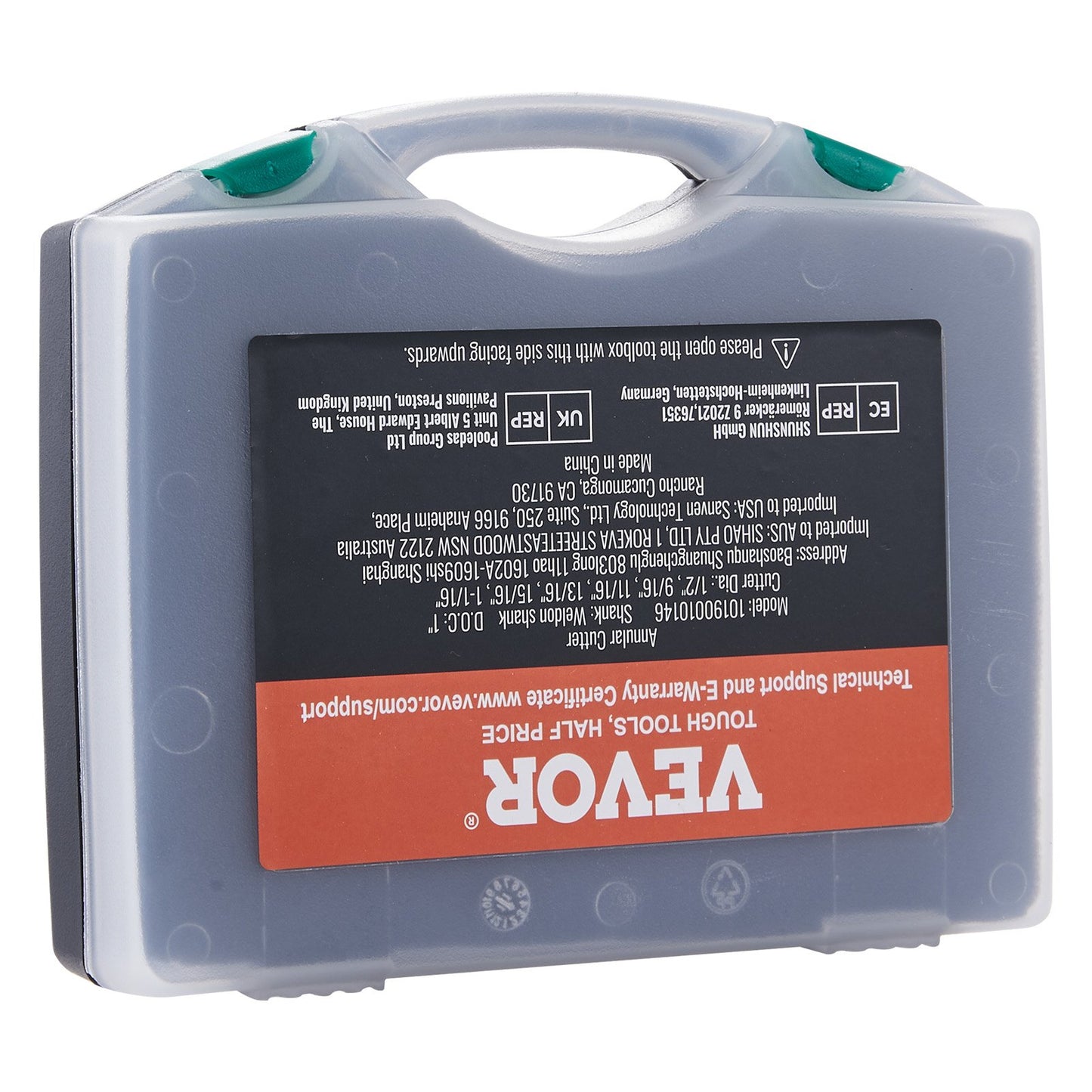 Annular Cutter Set, 6-Piece Weldon Shank Mag Drill Bits, 1" Depth of Cut, 1/2" to 1-1/16" Cutting Diameter, M2AL High Speed Steel, with Pilot Pin and Portable Case, for Use with Magnetic Drills