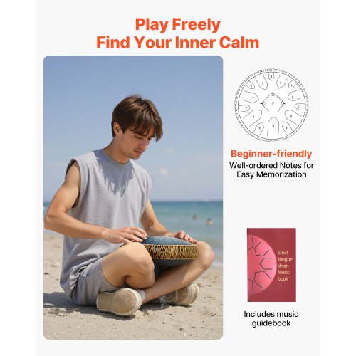 ståltungtrumma, 33 cm 15-noters regntrumma för utomhusträdgård, C-dur musiktrummor med notbok och klubbor, slagverksinstrument för meditation, yoga, nybörjare, musikalisk utbildning, marinblå |  EU
