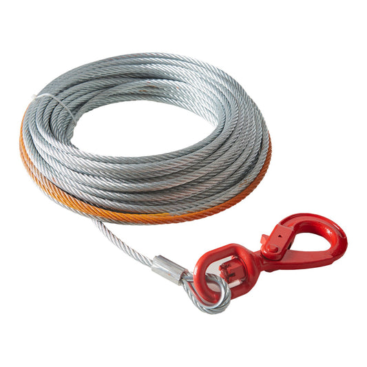 Galvanized Steel Winch Cable, 3/8 Inch x 50 Feet 15,200 lbs Breaking Strength, Wire Winch Rope with Swivel Hook, Heavy Duty Tow Cable, Universal Fit for SUV, Large Off-Road Vehicle, Truck