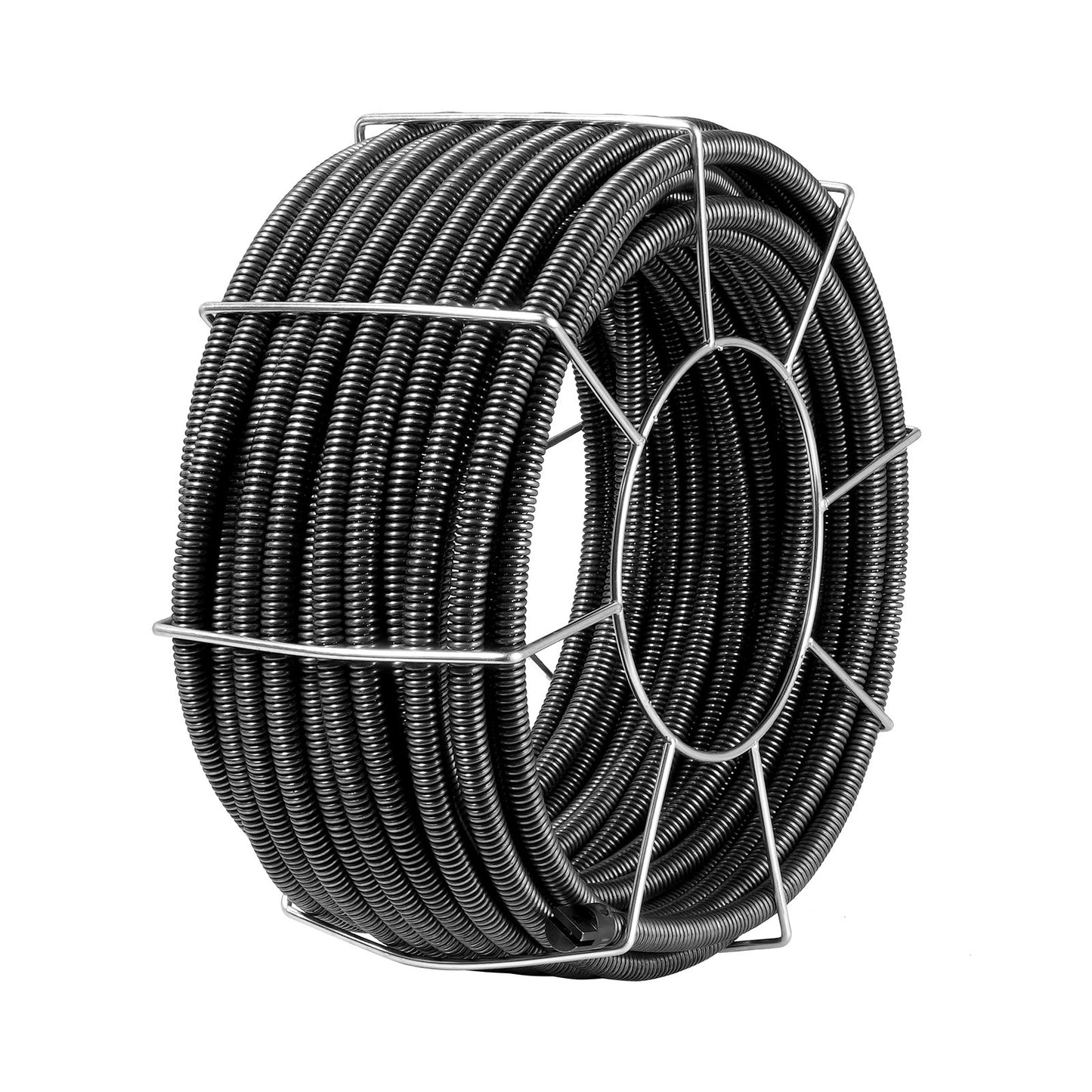 Avloppsrengöringskabel 100 FT x 3/4 tum, avloppsrengöringskabel av massiv kärna i stål med 4 skär för 3,9" till 7,9" rör, professionell innerkärna avloppsavloppsborrkabel för handfat, golvbrunn, toalett