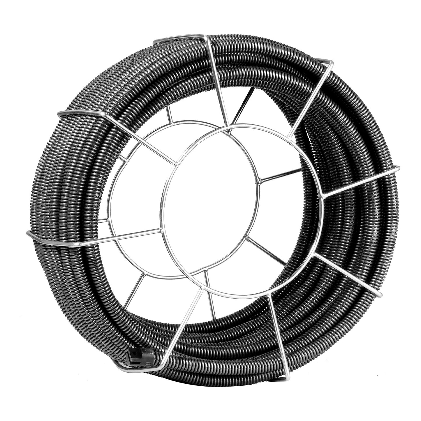 Avloppsrengöringskabel 100 FT x 3/4 tum, avloppsrengöringskabel av massiv kärna i stål med 4 skär för 3,9" till 7,9" rör, professionell innerkärna avloppsavloppsborrkabel för handfat, golvbrunn, toalett