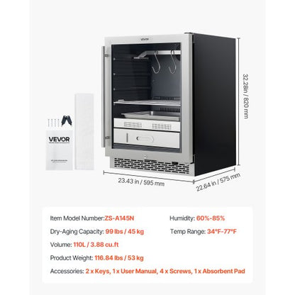 45 kg Trockenlagerkühlschrank für Steaks Trockenlagerkühlschrank für Fleisch für Zuhause | EU