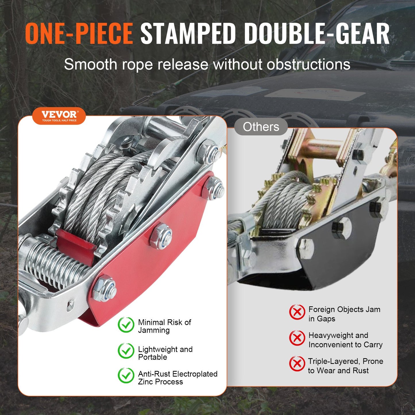 Power Puller Come Along Winch 4 Ton 8818 lbs Heavy Duty Pull Hoist 3 Hooks