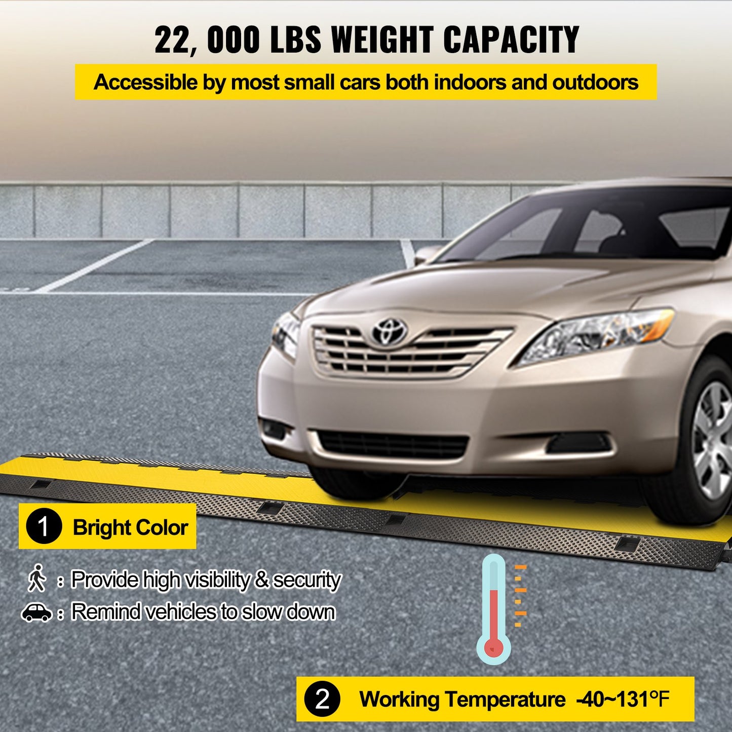 3 Channel Rubber Cable Protection Ramp 1.2 x 1.2 Inch Channel for Heavy Duty Cable Wire Cable Cover Ramp Speed Bump Driveway Hose Cable Ramp Protector