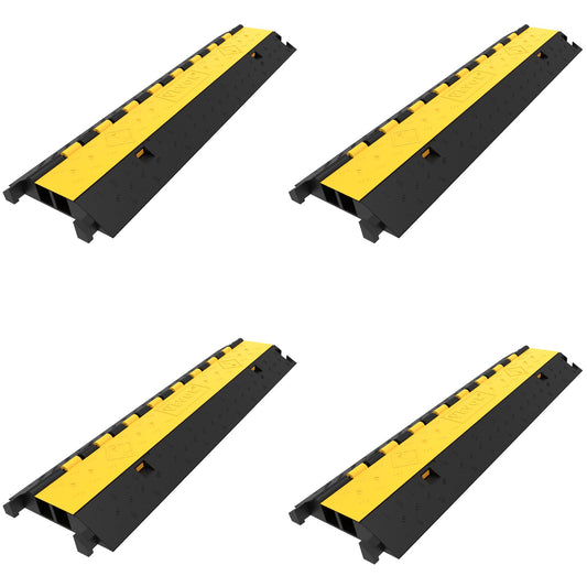 4er-Pack Gummi-Kabelschutzrampe, 2-Kanal, strapazierfähig, 66.000 lbs Tragkraft, Kabelschutzrampe, Speed Skin, Auffahrtsschlauch, Kabelrampen-Schutzabdeckung