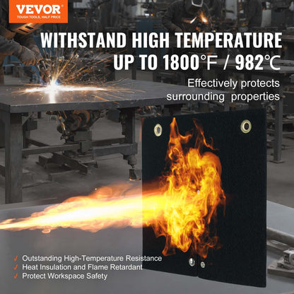 Svetsfilt, 12" x 12" kolfiber värmesköld svetsmatta, upp till 1800°F Värmebeständig, flamskyddsdyna VVS-hål Propanbrännare, löddyna med metallgenomföringar för kopparrör