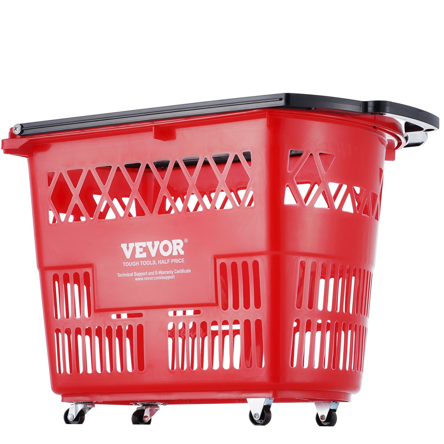 Plast Rullande Shoppingvagn Korg På Hjul 6PCS 39L med Handtag Röd