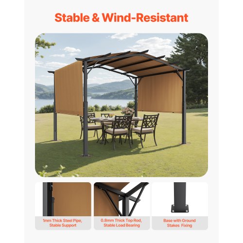10x10 ft retractable outdoor pergola with canopy arched metal pergola | EU