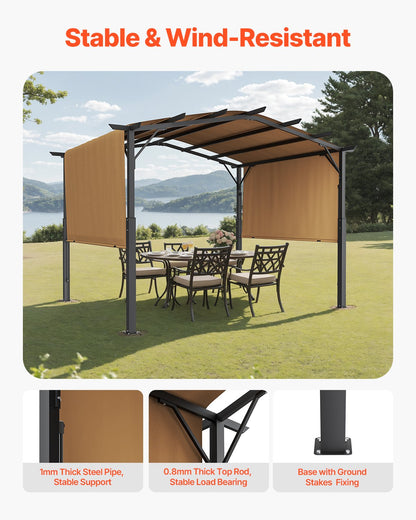 10x12 ft retractable outdoor pergola with canopy arched metal pergola