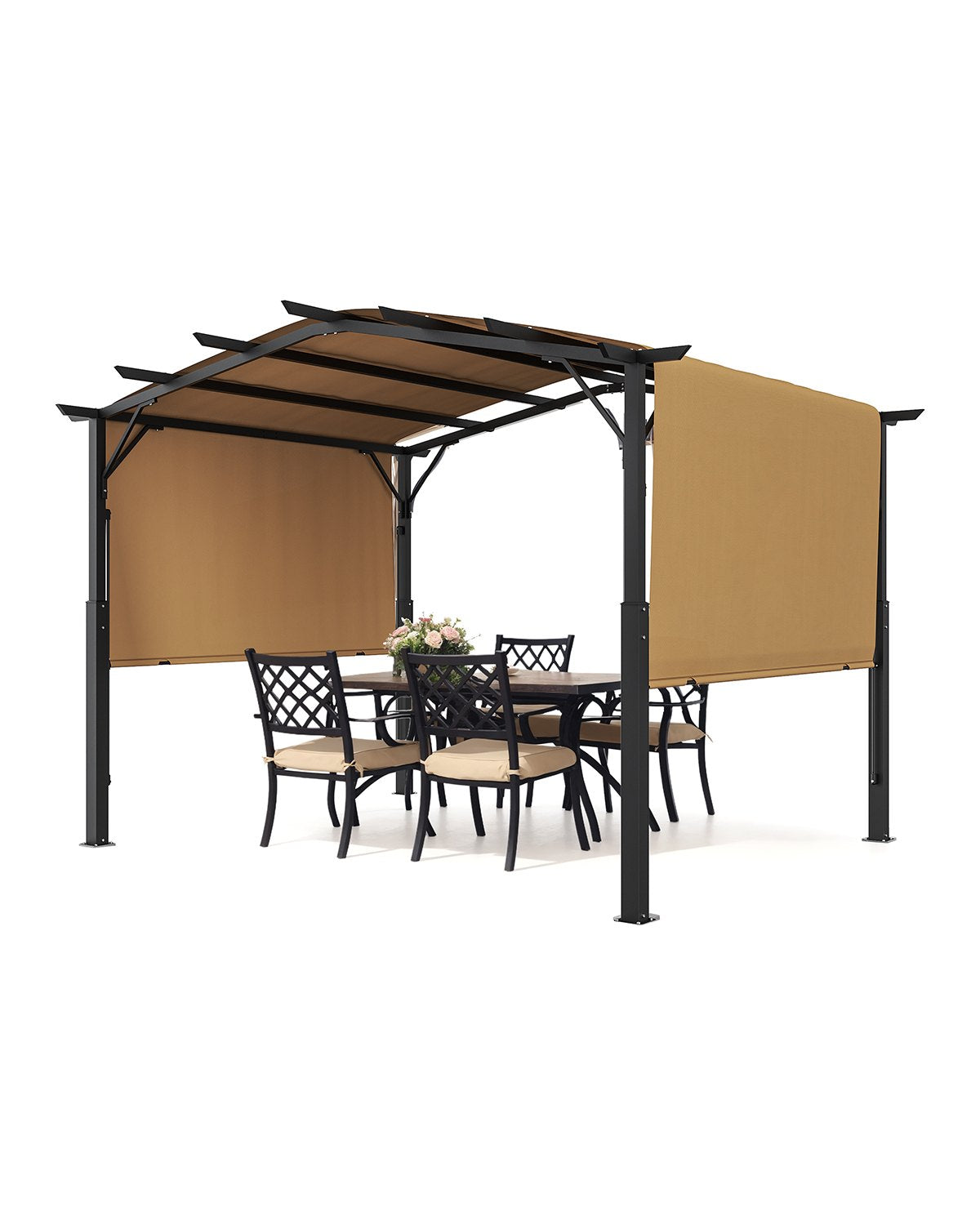 10x12 ft retractable outdoor pergola with canopy arched metal pergola
