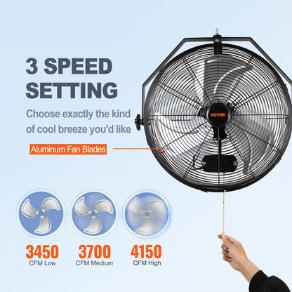 Industrial wall fan Metal 44.6 cm Fan 3 speeds