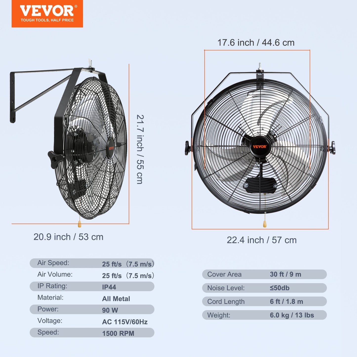 Industrial wall fan Metal 44.6 cm Fan 3 speeds