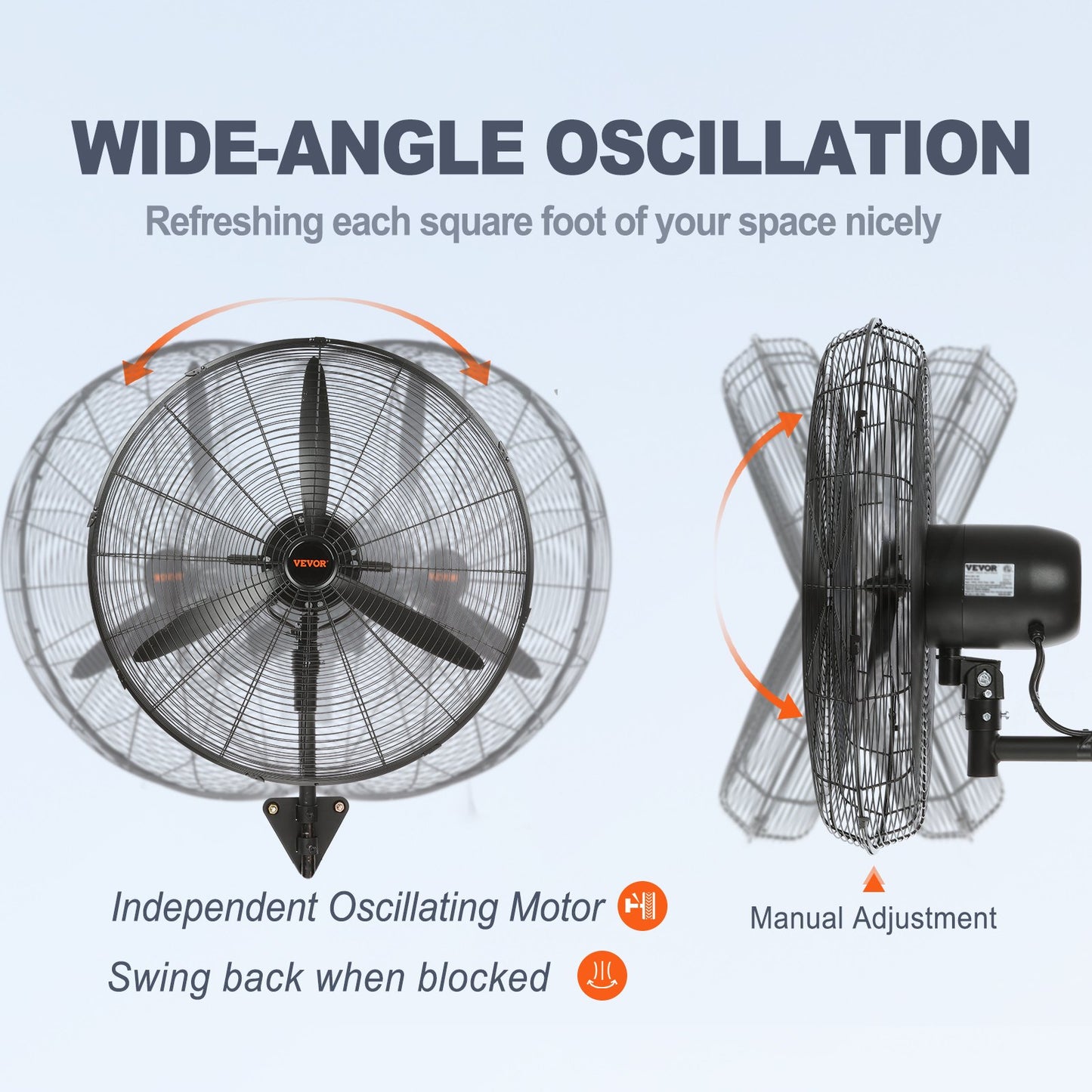 24" Oscillerande väggdimfläkt metall 3 hastigheter 115W