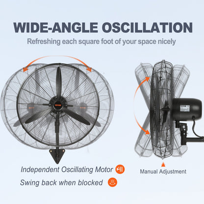 24" Oscillerande väggdimfläkt metall 3 hastigheter 115W