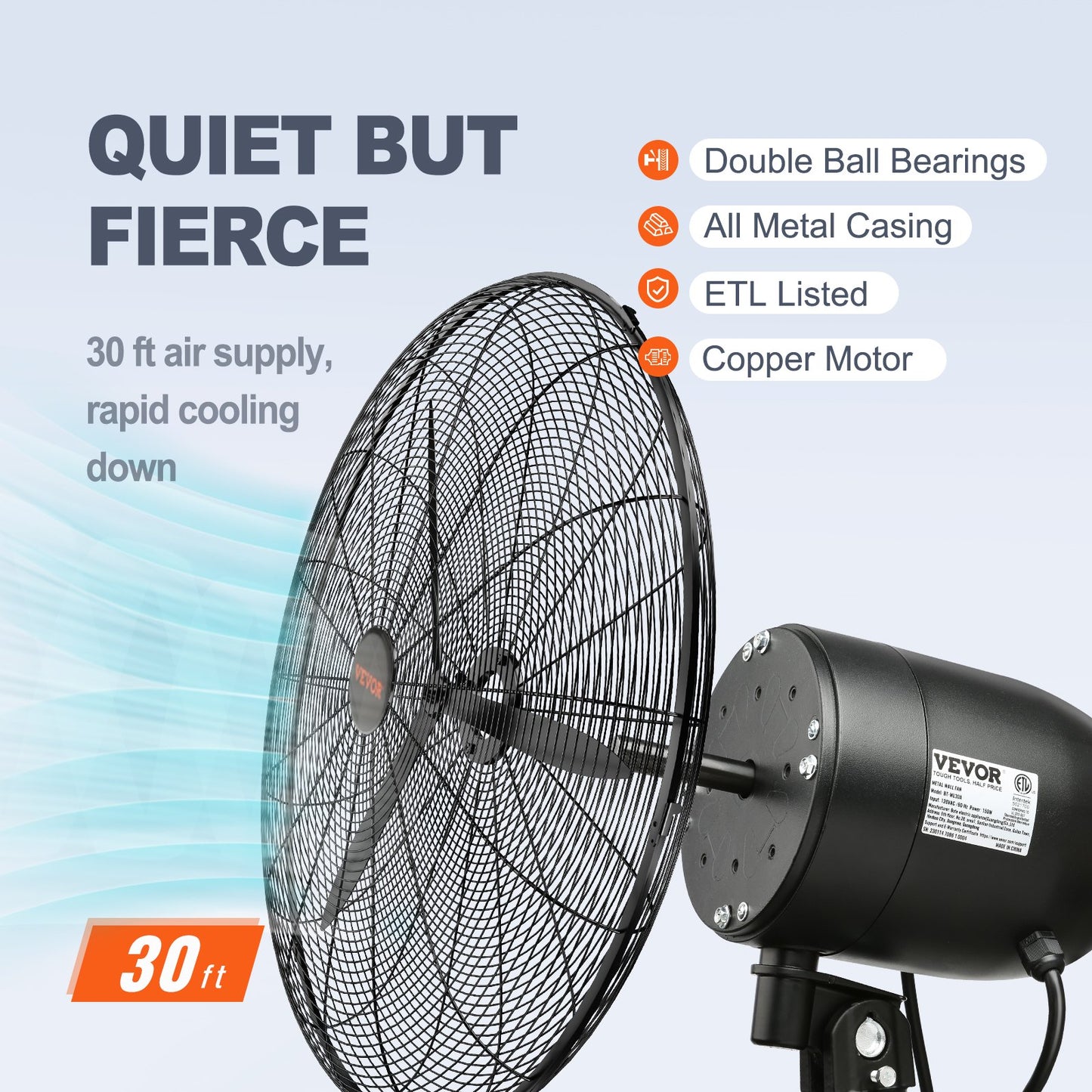 24" Oscillerande väggdimfläkt metall 3 hastigheter 115W