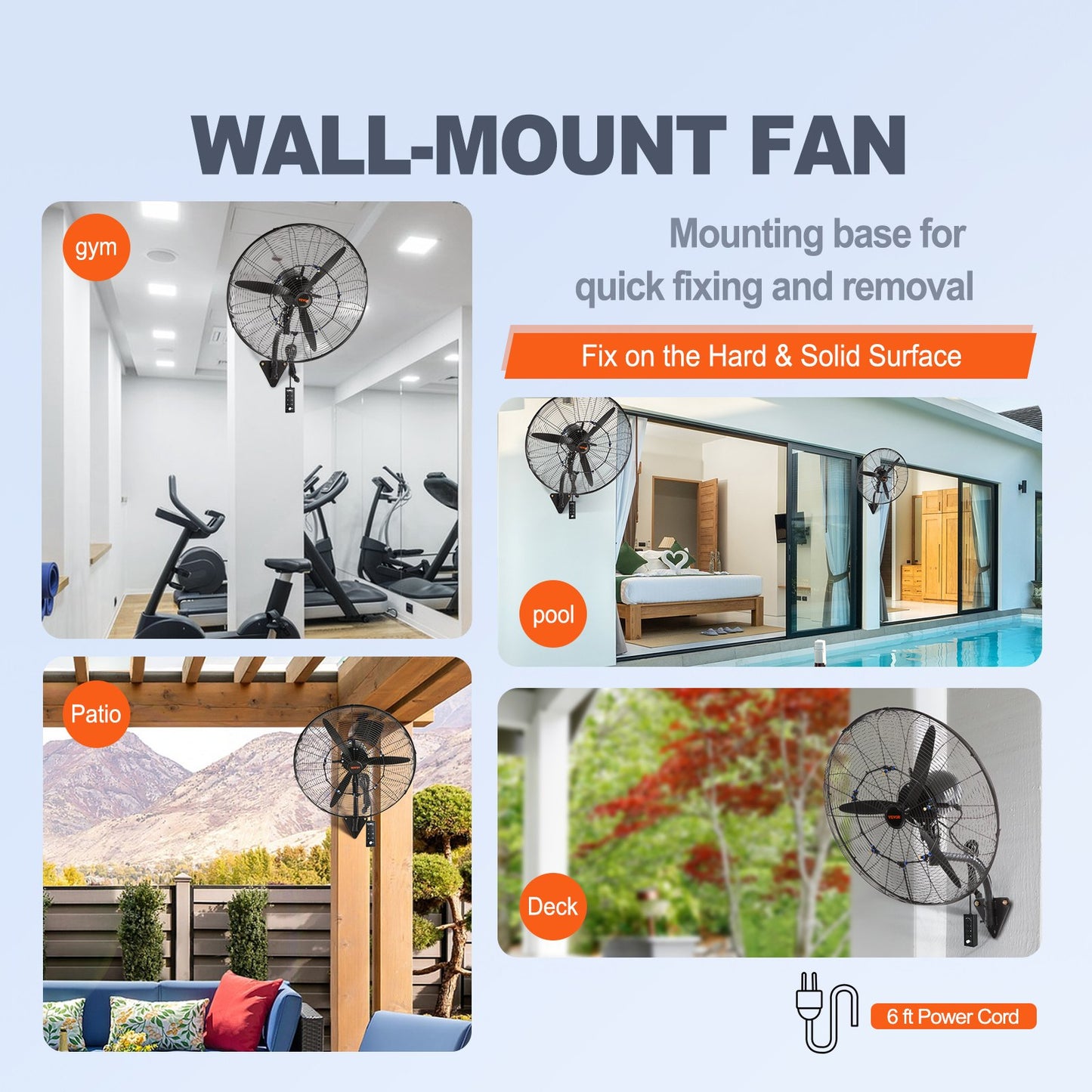 24" Oscillerande väggdimfläkt metall 3 hastigheter 115W