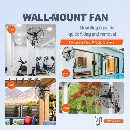 24" Oscillerande väggdimfläkt metall 3 hastigheter 115W