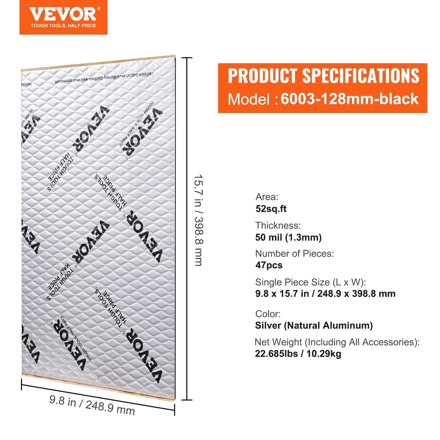 Car soundproofing mat, 500 mil 4.8 sq m car soundproofing material, butyl car muffler, sound insulation and vibration damping material for car