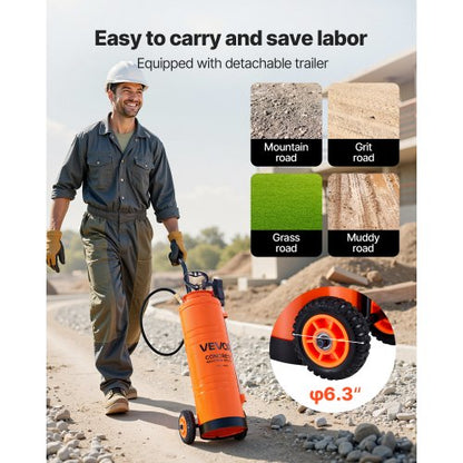 Industriell Betongspruta med Hjulvagn, 19L Rostfri Spruta, Kraftiga Tri-Poxy Pumpsprutor, 52cm Skaft, 1,2m & 3m Slangar, 2 Mässingsmunstycken för Bygg, Gräsmatta & Trädgård |  EU