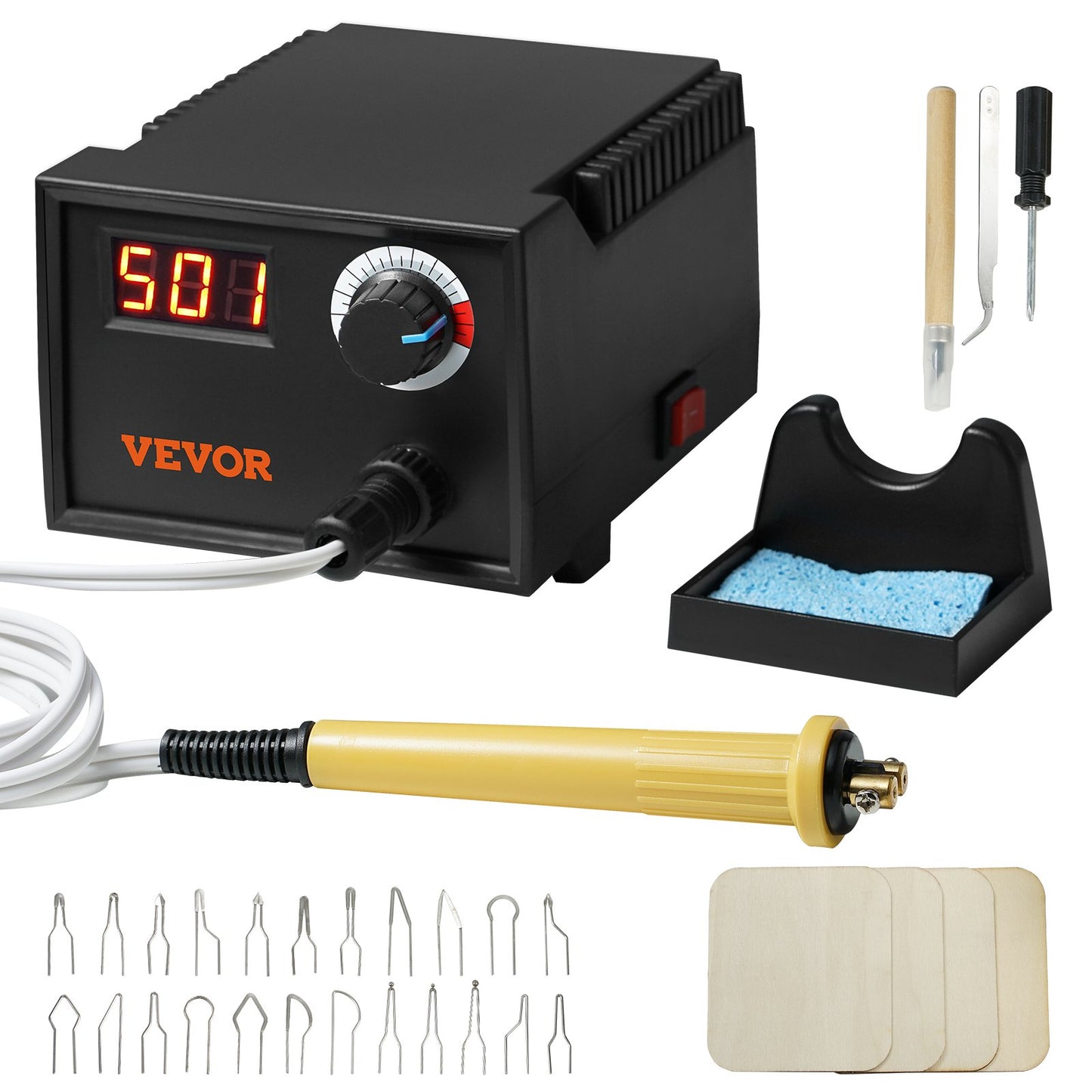 Wood Burning Kit 200~700°C Justerbar Pyrography Pen Burner 23 trådspetsar